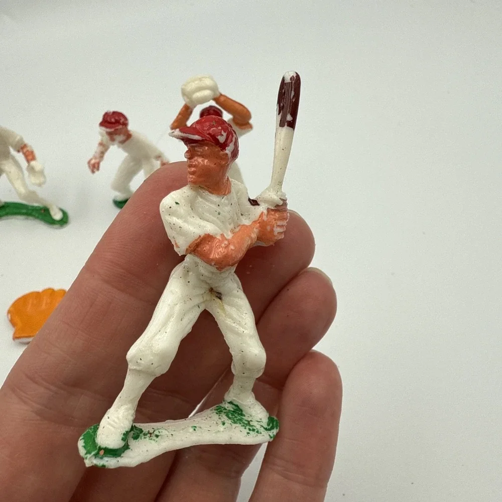 Vintage Baseball Players Cake‎ Topper Figures Made In Hong Kong